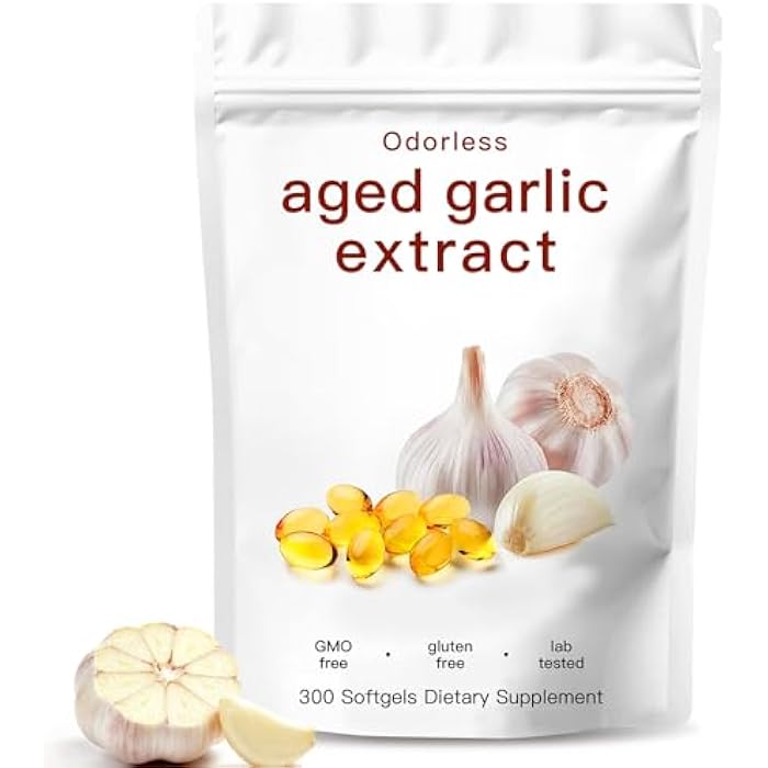 YATIME Aged Garlic Extract,Odorless Organic Garlic Capsules for Heart & Immune Antioxidant Supplements,Vegetarian,Non-GMO,Gluten-Free, All-Natural,300 Softgels - Image 1