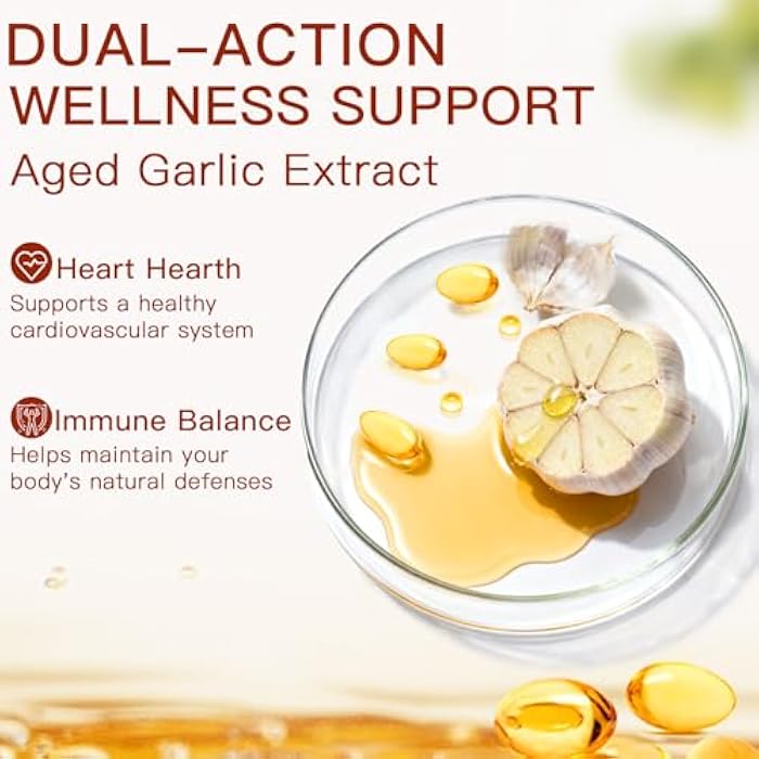 YATIME Aged Garlic Extract,Odorless Organic Garlic Capsules for Heart & Immune Antioxidant Supplements,Vegetarian,Non-GMO,Gluten-Free, All-Natural,300 Softgels - Image 5