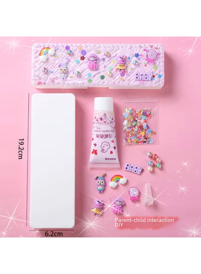 Children's Cartoon Diy Handmade Cream Glue Material Bag Stationery Box Little Girl Student's Pencil Case Gift - Image 3