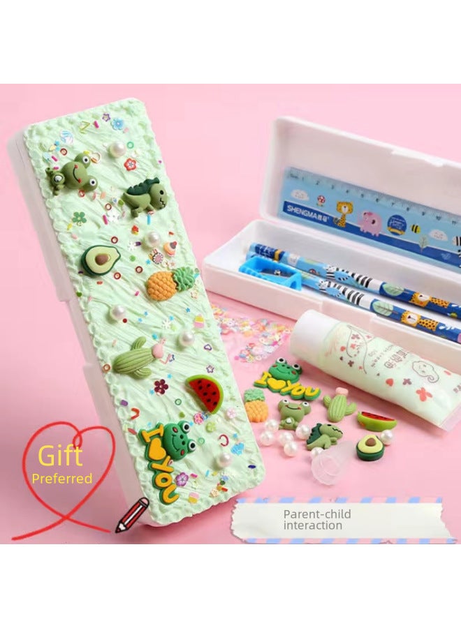 Children's Cartoon Diy Handmade Cream Glue Material Bag Stationery Box Little Girl Student's Pencil Case Gift - Image 4