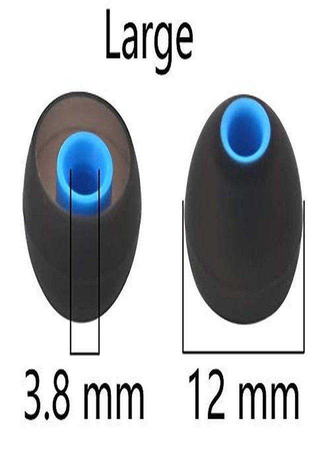 BLLQ 12PCS Large Size Replacement Ear Tips Compatible with BeatsX, Senso, TOZO, Sony & Other Inner Hole 3.8mm4.2mm Earbuds, Black-Blue - Image 2
