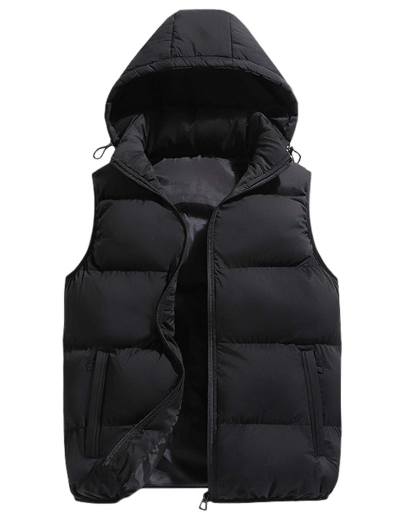 Gihuo Men's Hooded Puffer Vest Sleeveless Zip Up Padded Jackets Coat Lightweight Quilted Gilet with Pockets (US, Alpha, X-Large, Regular, Regular, Black) - Image 1