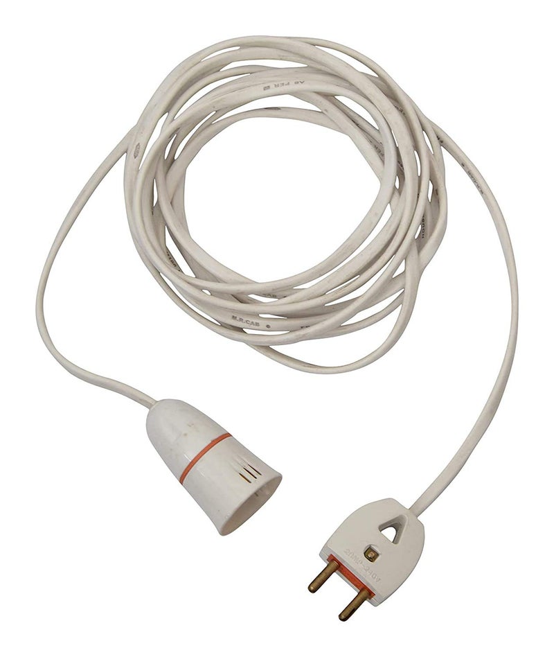 HANSH Bulb Holder Hanging 2 Meter Flexible Wire with 2 Pin Plug White Pack of 1 - Image 1