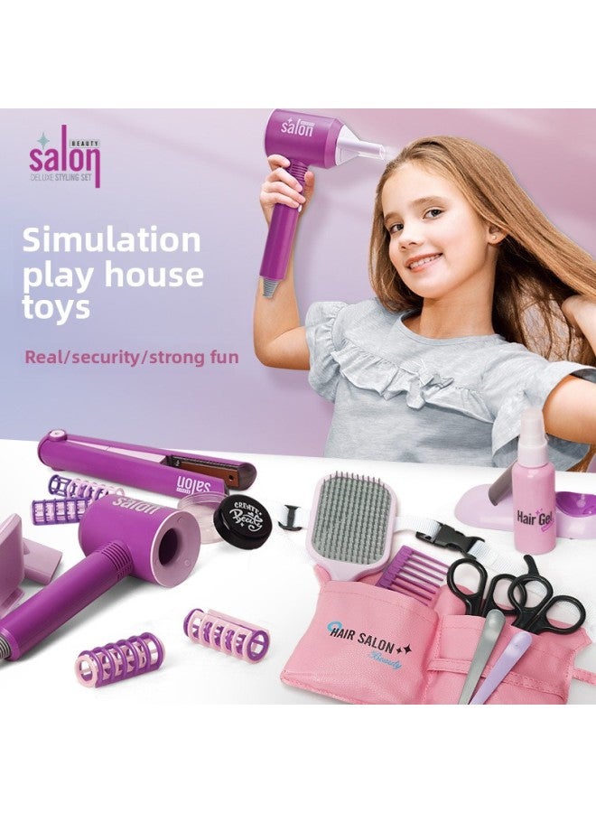 2023 لعبة محاكاة مجفف شعر الأطفال تهب قص الشعر فتاة تمشيط الشعر ألعاب ممتعة - المواصفات: 14 قطعة مجفف شعر + دبوس شعر - Image 2