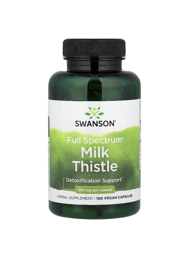 SWANSON Swanson, Full Spectrum® Milk Thistle, 1 g, 100 Vegan Capsules (500 mg per Capsule) 