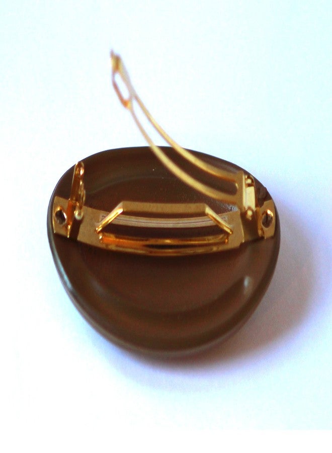 Belle Paris Hand Painted Oval Shape Hair Barrette Celluloid Acetate 2 Inch Hair Clip R26 (Gold Hinge) - Image 3