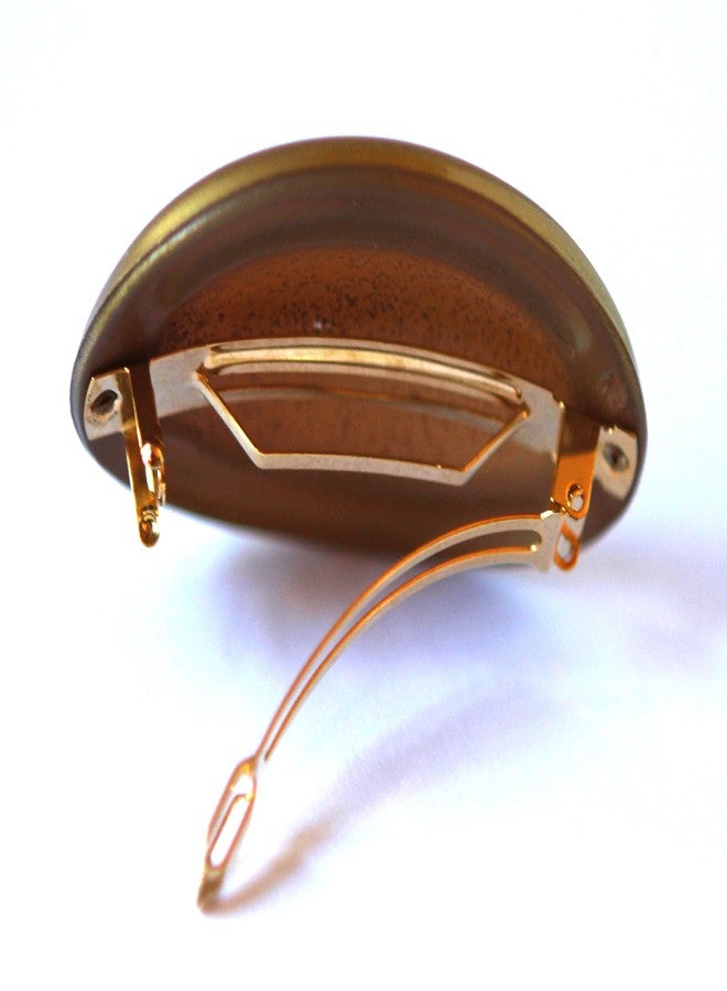 Belle Paris Hand Painted Oval Shape Hair Barrette Celluloid Acetate 2 Inch Hair Clip R26 (Gold Hinge) - Image 2