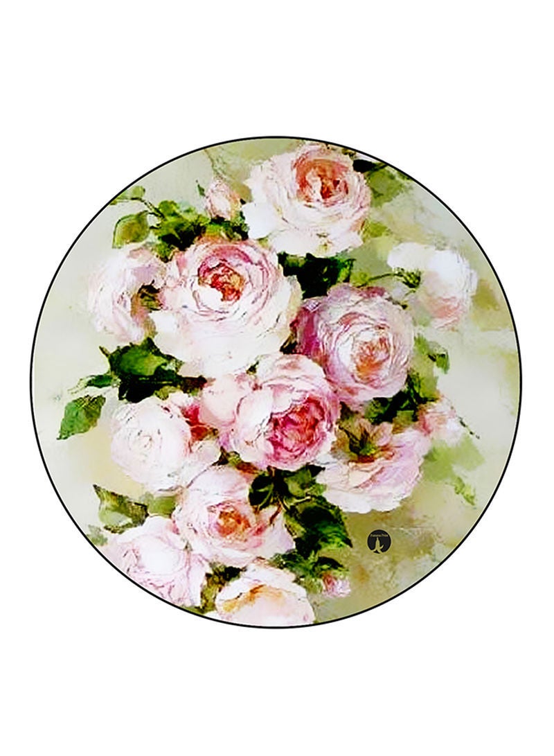 RKN Flowers Printed Mouse Pad  Round  Multicolour
