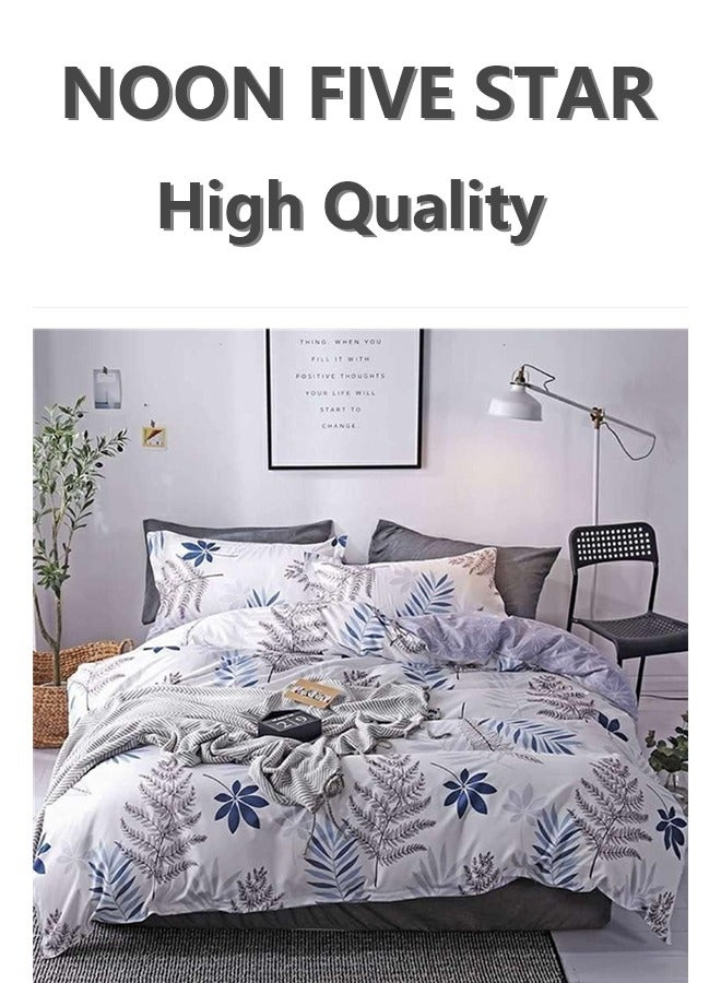 Printed Duvet Set, King Size 220x240 cm - 6-Pcs Bed Set, Microfiber Fabric - 1 Duvet Cover, 1 Fitted Sheet, 4 Pillowcases (Filler Not Included)