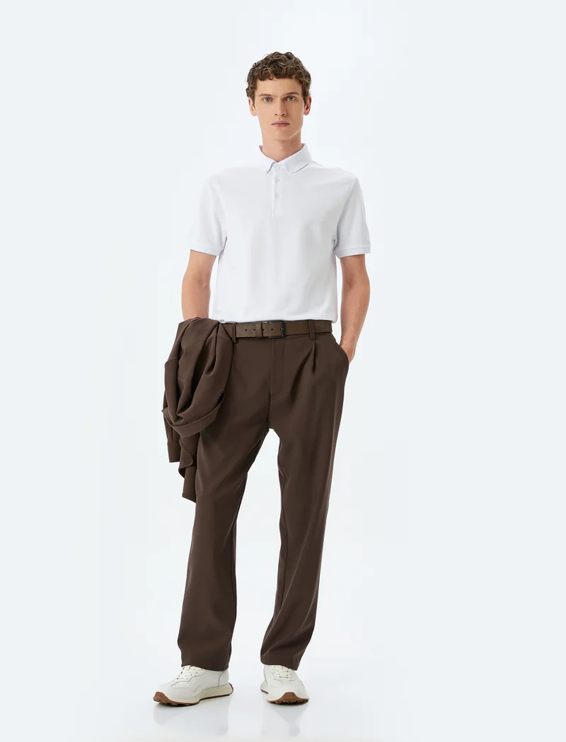 كوتون Polo Neck T-Shirt