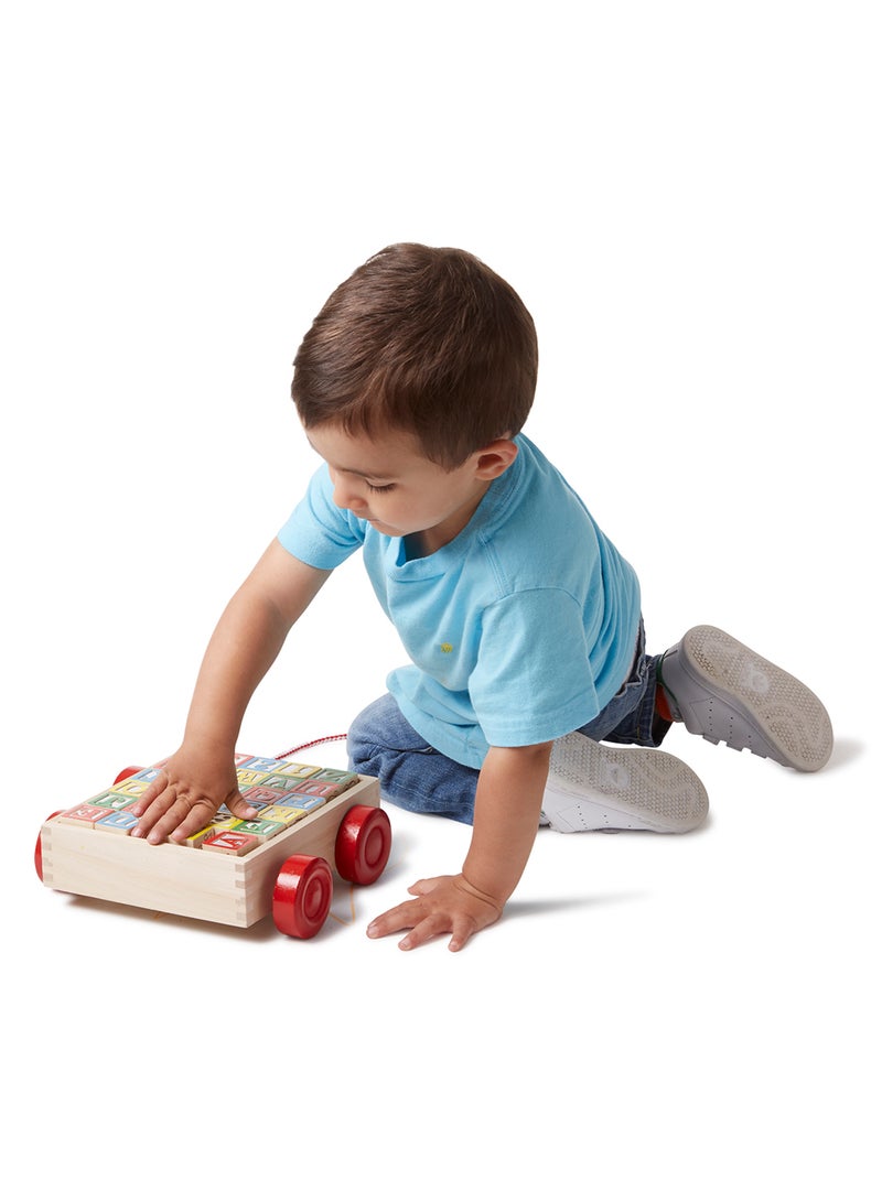 Melissa & Doug Classic ABC Wooden Block Cart Educational Toy With 30 1-Inch Solid Wood Blocks ABC Wood Blocks For Toddlers Ages 2+ - Image 4