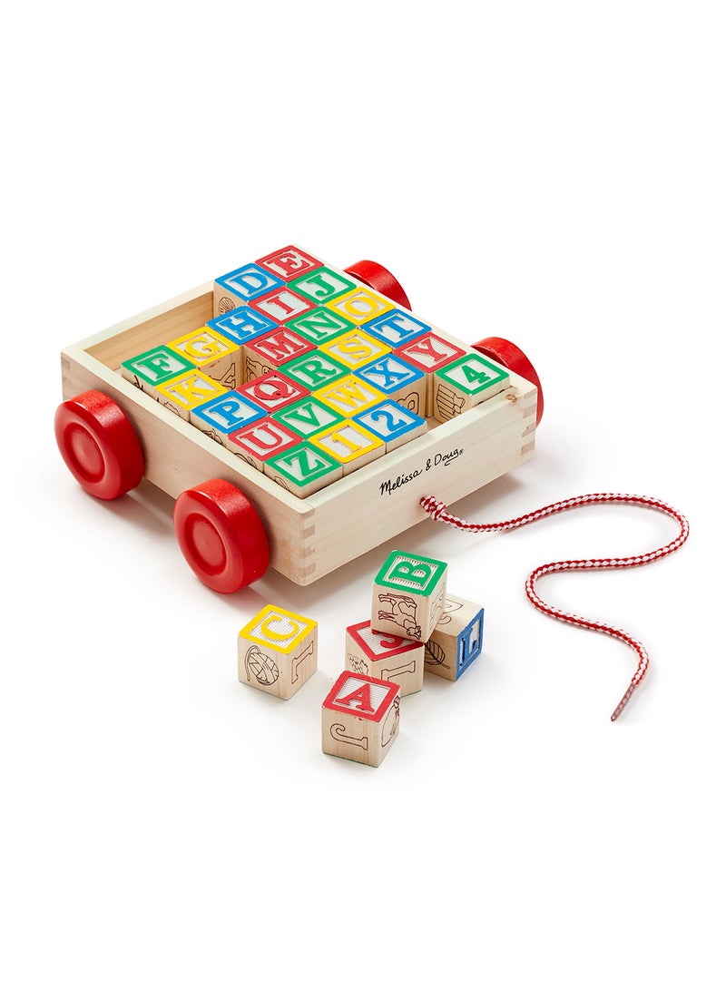 Melissa & Doug Classic ABC Wooden Block Cart Educational Toy With 30 1-Inch Solid Wood Blocks ABC Wood Blocks For Toddlers Ages 2+ - Image 2