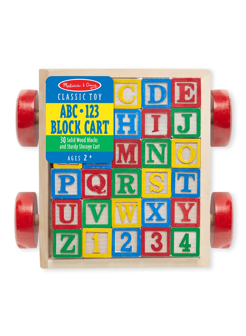 Melissa & Doug Classic ABC Wooden Block Cart Educational Toy With 30 1-Inch Solid Wood Blocks ABC Wood Blocks For Toddlers Ages 2+ - Image 1