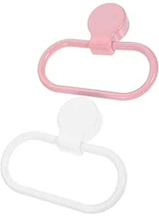 2 Pack Plastic Self Adhesive Towel Rings No Drill Wall Mount For Bathroom Kitchen - Image 1
