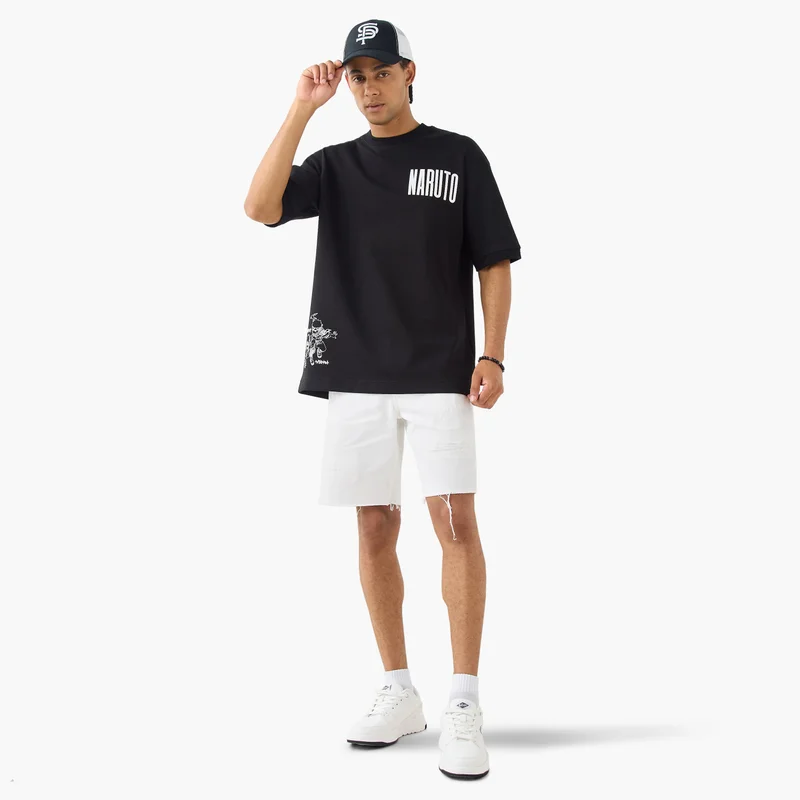 اس بي كاركترز Naruto Print T-shirt with Crew Neck