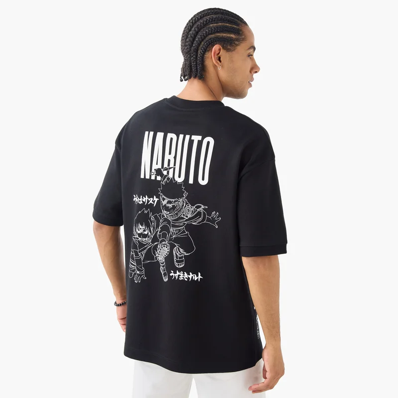 اس بي كاركترز Naruto Print T-shirt with Crew Neck