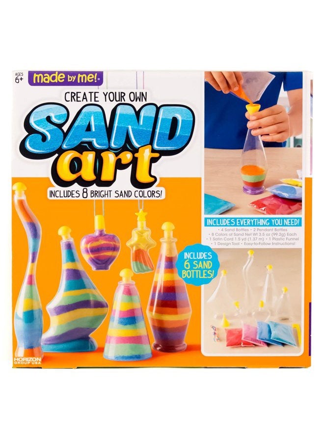 made by me Create Your Own Sand Art by Horizon Group Usa, DIY Kit Includes 4 Sand Bottles & 2 Pendent Bottles with 8 Bright Colors, Designing Tool & More. Multicolored - Image 1
