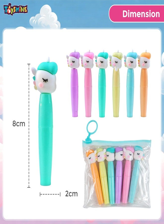 Toyshine 6Pc Unicorn Design Back to School Supplies Chisel Tip Highlighter Pen Set for Adults Kids Students Birthday Party Return Gift Favor - Image 5