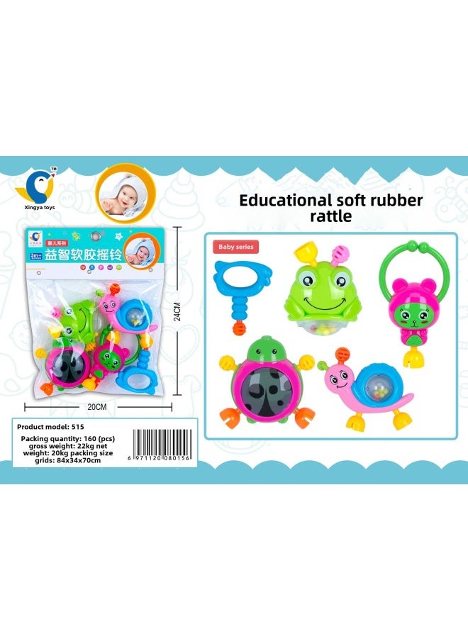 Baby Hand Rattle Toy Puzzle 0-6-12 Months Baby Molars Newborn Men And Women Rattle Set-Color:515 Rattle (160 Set For Batch)  - Image 1