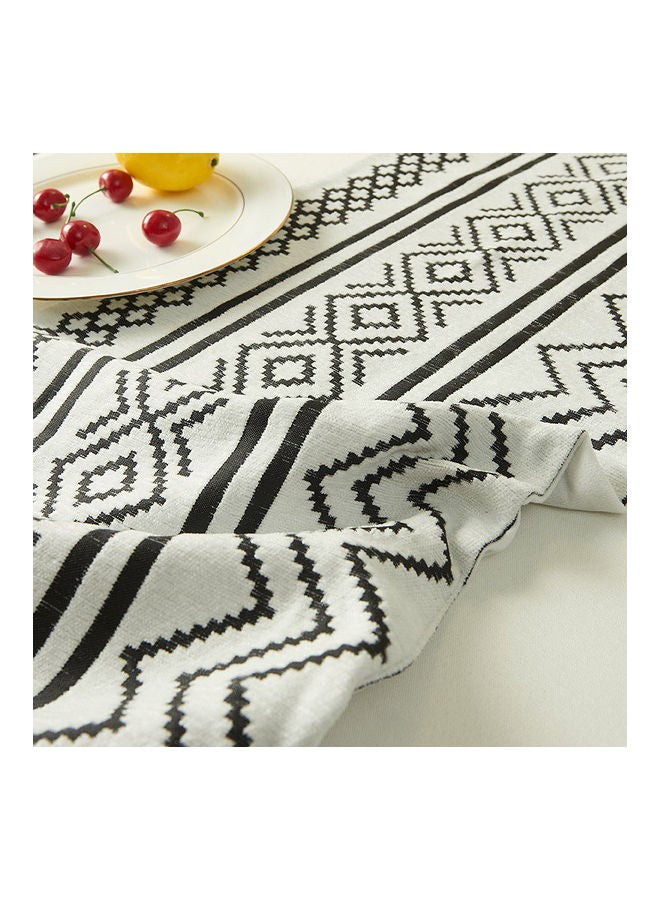 Chenille Geometric Tassel Table Runner White/Black 33 x 180cm - Image 2