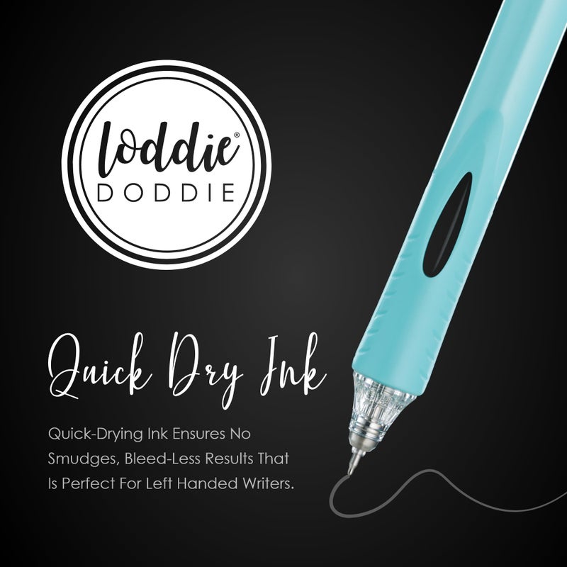 Loddie Doddie Retractable Gel Ink Pen Set - 0.5mm Fine Tip, Pack of 6, Colored Barrels - Silent Click & Smooth Writing Supplies - Quick-Dry Gel Journaling Pens - Ergonomic Grip Design - Image 5