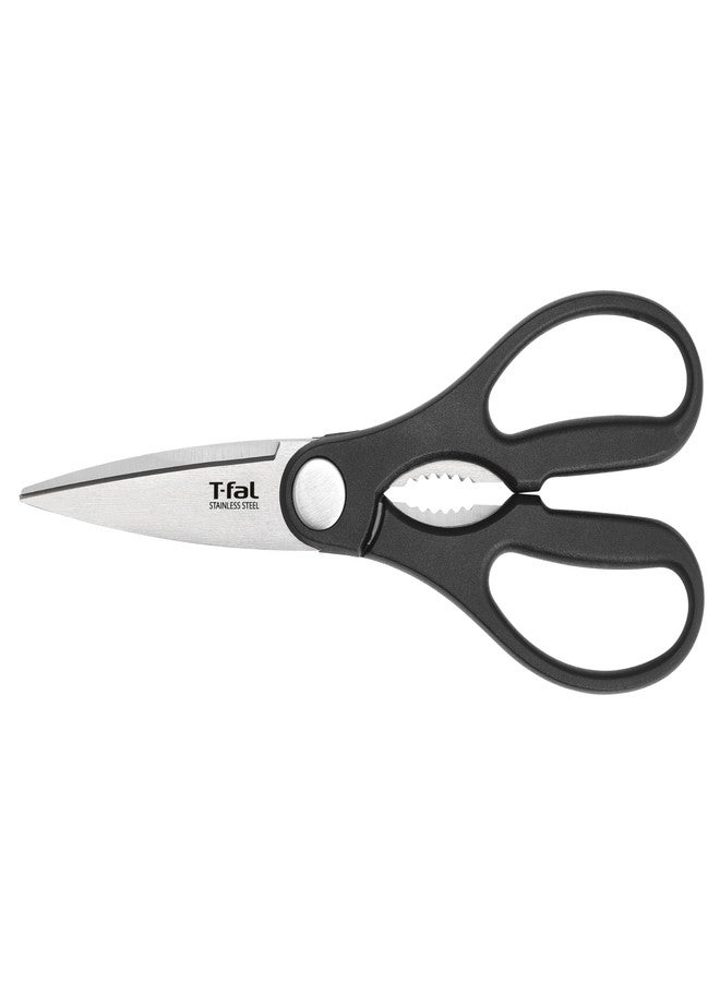 T-fal Ice Force German Stainless Steel Kitchen Scissors 6 Inch, Long Lasting Sharpness, High Cutting Precision, Superior Durability, Ultra Sharp, Cook Tool, Cookware Kitchen Gadget, Home, Black - Image 1