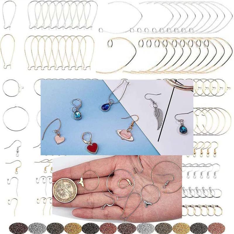 DIY Crafts DIY Crafts 190 Pcs, Gold, Kidney Ear Wires Lever Back Beading Hoop Earring Findings Fish French Earring Hook Earwire for DIY Dangle Earrings Jewelry Making Hypoallerge(190 Pcs, Gold)  - Image 1