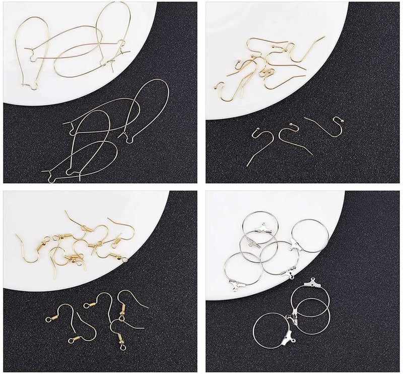 DIY Crafts DIY Crafts 190 Pcs, Gold, Kidney Ear Wires Lever Back Beading Hoop Earring Findings Fish French Earring Hook Earwire for DIY Dangle Earrings Jewelry Making Hypoallerge(190 Pcs, Gold)  - Image 4