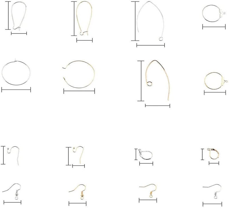 DIY Crafts DIY Crafts 190 Pcs, Gold, Kidney Ear Wires Lever Back Beading Hoop Earring Findings Fish French Earring Hook Earwire for DIY Dangle Earrings Jewelry Making Hypoallerge(190 Pcs, Gold)  - Image 2