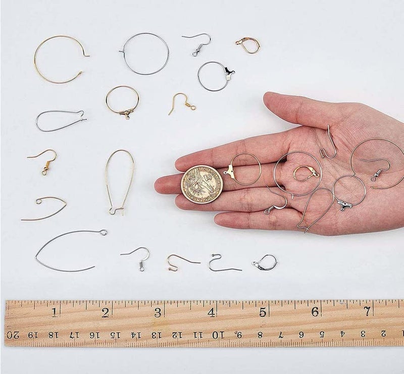 DIY Crafts DIY Crafts 190 Pcs, Gold, Kidney Ear Wires Lever Back Beading Hoop Earring Findings Fish French Earring Hook Earwire for DIY Dangle Earrings Jewelry Making Hypoallerge(190 Pcs, Gold)  - Image 3