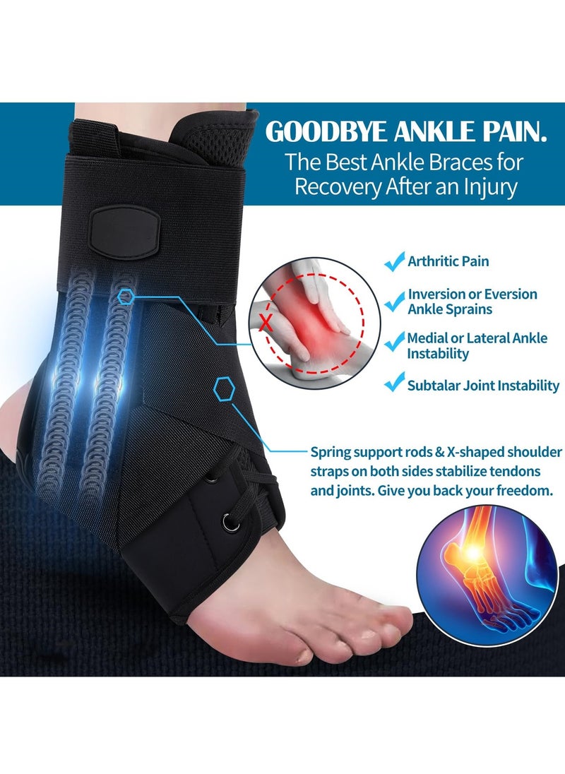 Ru syanl Ankle Brace for Women and Men Ankle Brace for Sprained Ankle Ankle Support Brace for Achilles Tendon Sprain Injury Recovery Lace up Ankle Brace for Running Basketball Volleyball Football  - Image 2