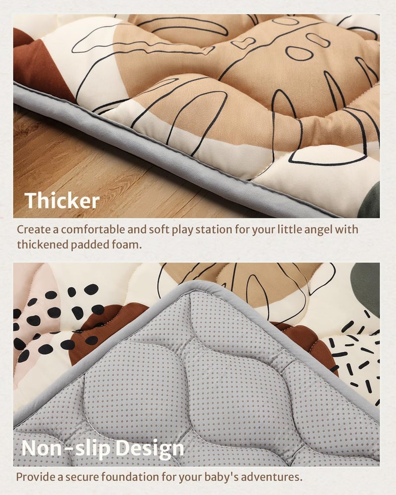 Blissful Diary Baby Play Mats for Floor, 59x59 Inch Thicker and Larger Soft Cushioning Foam Playmats for Babies and Toddlers, Foldable Washable Baby Playpen Mat, Boho Design - Image 5