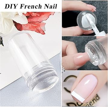 NICENEEDED Silicone Jelly Stampers French Tip Stamp Nails Manicure Tools Nail Stamper Kit with Scraper Clear Soft Stamping Transparent Nail Stamp for French Manicure Home DIY Nail Salon - Image 3