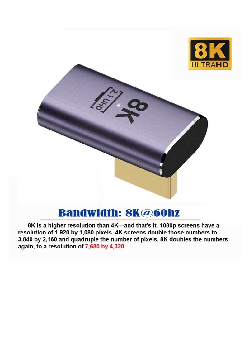 HDMI 2.1 Male to Female Converter Adapter, 90 Degree Right Angle Adapter, HD Extension Converter Adapter, Suitable for Laptop, TV - Image 2