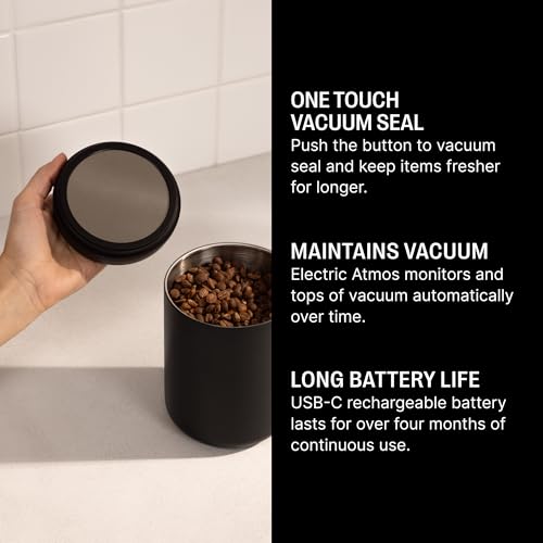 Fellow Atmos Electric Vacuum Canister & Storage Container - Airtight Coffee & Food Storage Containers - Coffee Containers - (Matte Black, 0.7 Liter) - Image 2