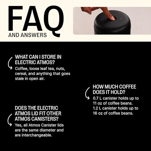 Fellow Atmos Electric Vacuum Canister & Storage Container - Airtight Coffee & Food Storage Containers - Coffee Containers - (Matte Black, 0.7 Liter) - Image 3