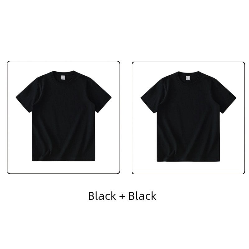 Summer 2026 new Korean version straight shoulder short-sleeved T-shirt men's top trendy round neck slim fit versatile solid color T-shirt - Image 2