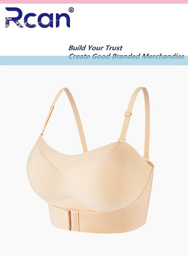 Rcan Strapless Bra for Women Front Buckle Lift Bra No Rims Non-Slip Invisible Seamless Removable Shoulder Straps Tube Top Ladies Sweet and Comfortable Underwear for Wedding Sling One-Shoulder Dress - Image 2