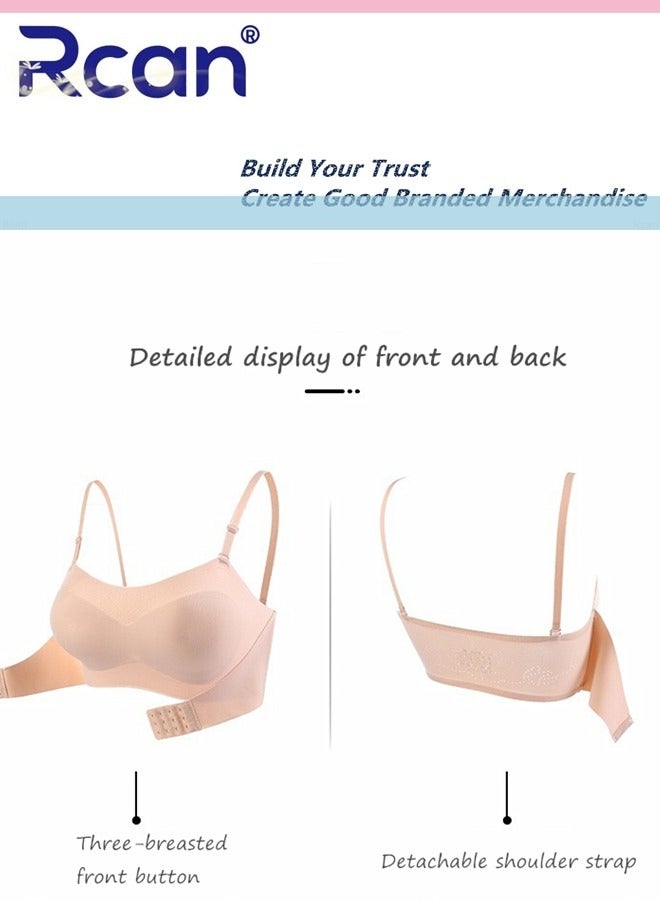 Rcan Strapless Bra for Women Front Buckle Lift Bra No Rims Non-Slip Invisible Seamless Removable Shoulder Straps Tube Top Ladies Sweet and Comfortable Underwear for Wedding Sling One-Shoulder Dress - Image 4