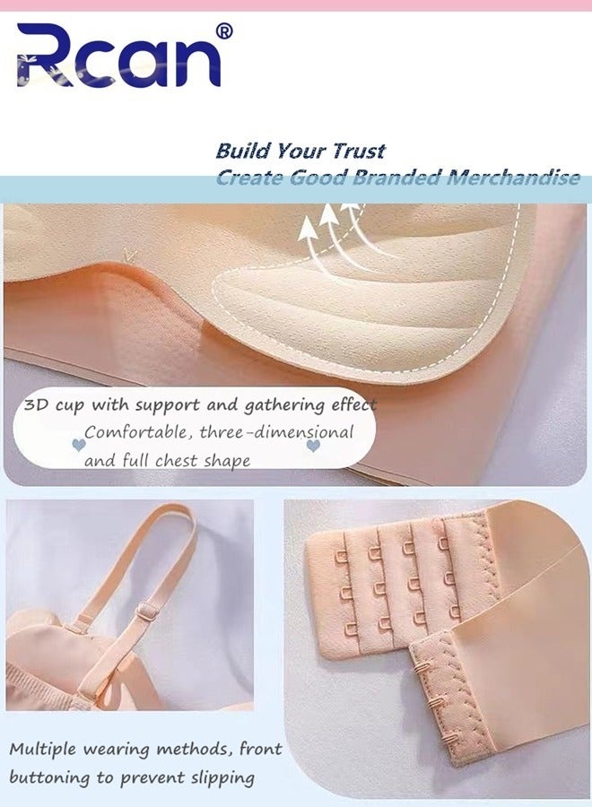 Rcan Strapless Bra for Women Front Buckle Lift Bra No Rims Non-Slip Invisible Seamless Removable Shoulder Straps Tube Top Ladies Sweet and Comfortable Underwear for Wedding Sling One-Shoulder Dress - Image 3