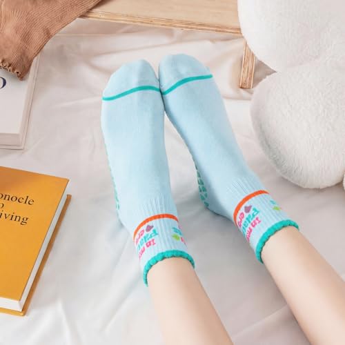 Halfchet 5 Pairs Women Pilates Grippy Socks Cute Non-slip Yoga Crew Socks Ruffle Grip Sock for Barre Fitness Hospital Workout(Pilates Party) - Image 5
