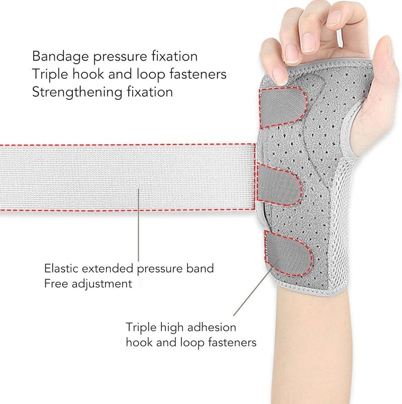 Metal Straps Wrist Supports Brace, Adjustable Breathable Carpal Tunnel Wrist Splint, Night Sleep Splint Wrist Brace Support for Relieve Tendonitis, Arthritis, Sprains for Men and Women（single） - Image 4
