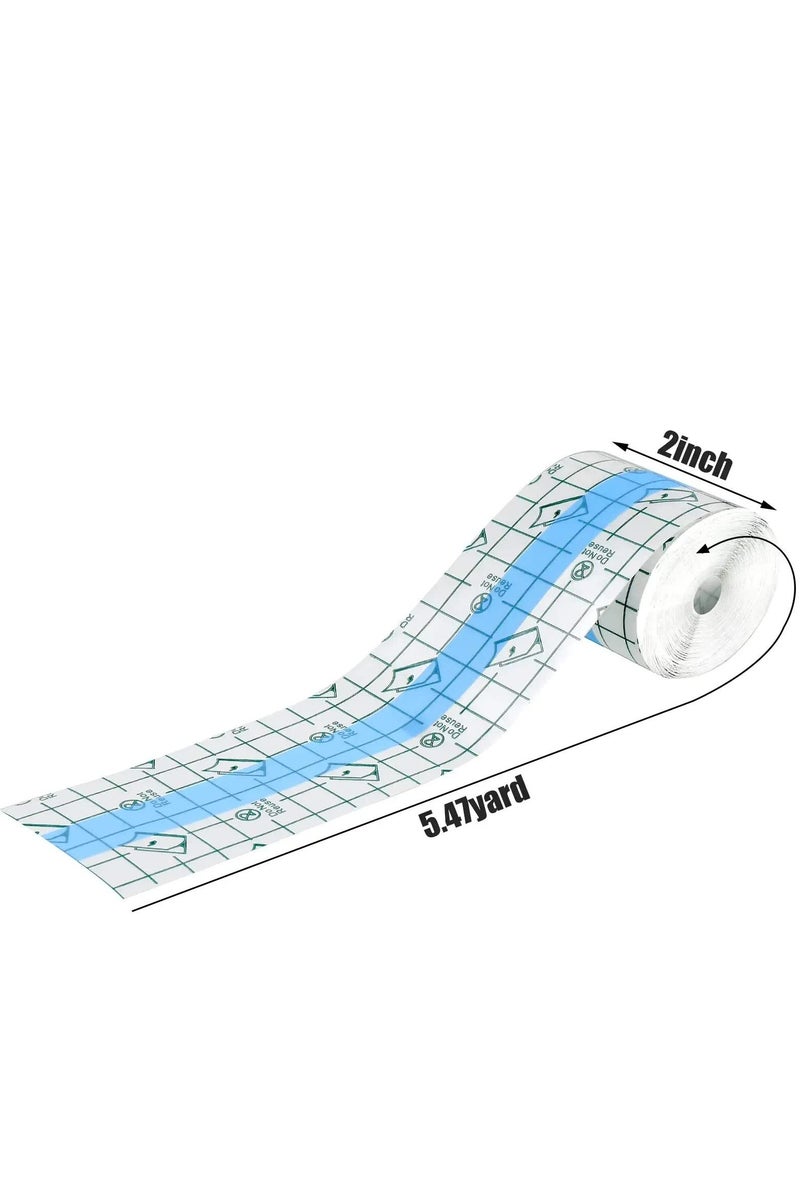 4 لفات ضمادات لاصقة شفافة قابلة للتمدد، ضمادات واقية مقاومة للماء، شريط تضميد شفاف (2 بوصة × 5.47 ياردة) - Image 2