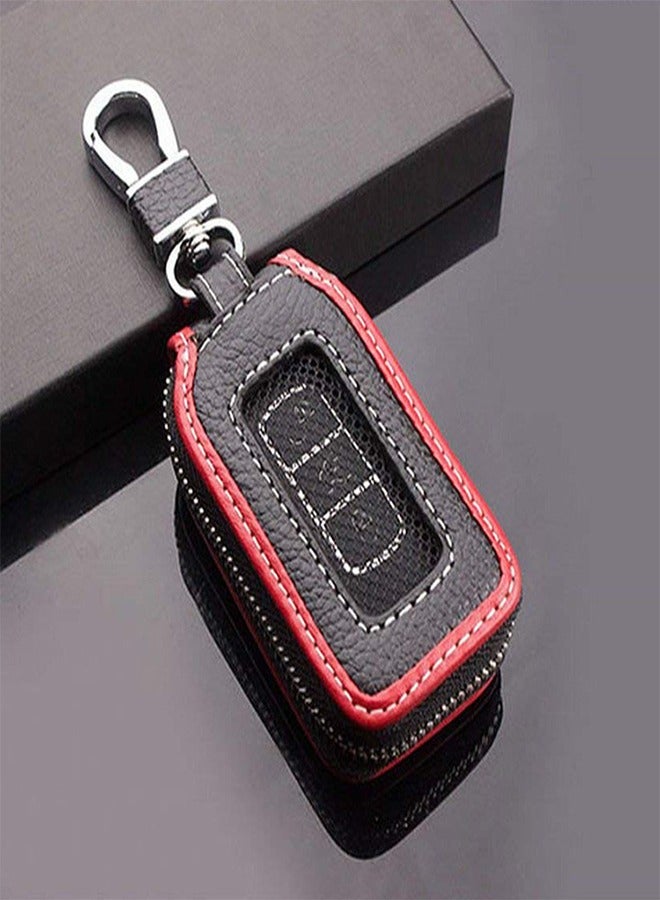 Generic Car Key Case，Carbon Fiber Leather Car Key Chain Case Holder Auto Key Fob Holder Key Fob Protector Smart Keychain Protector Cover with Metal Hook Zipper for Remote Car Key - Image 5