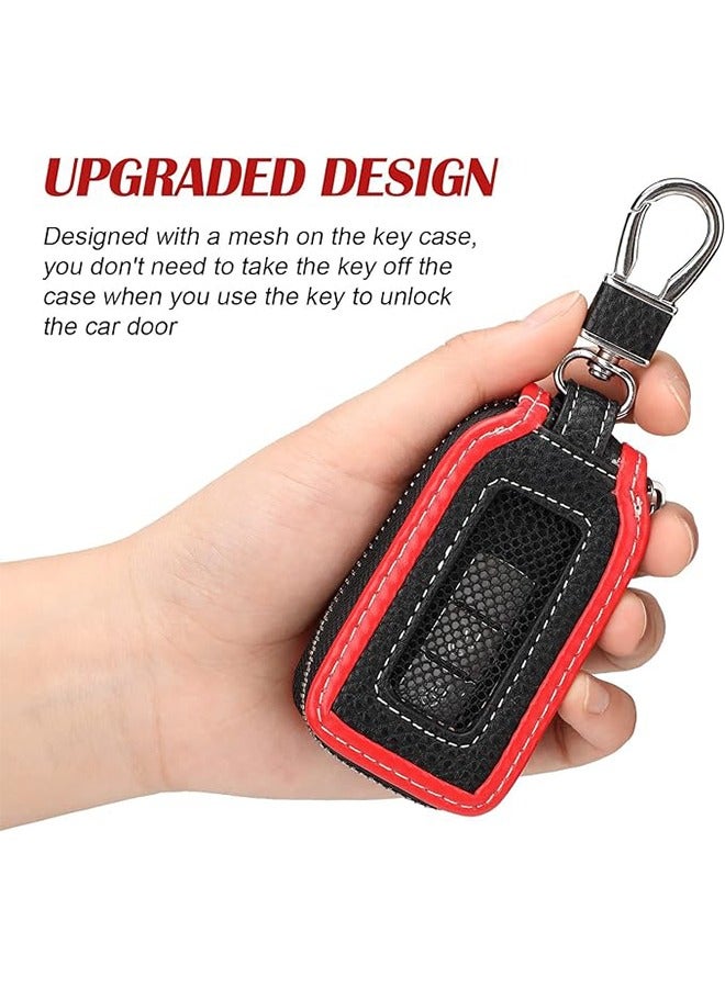 Generic Car Key Case，Carbon Fiber Leather Car Key Chain Case Holder Auto Key Fob Holder Key Fob Protector Smart Keychain Protector Cover with Metal Hook Zipper for Remote Car Key - Image 3