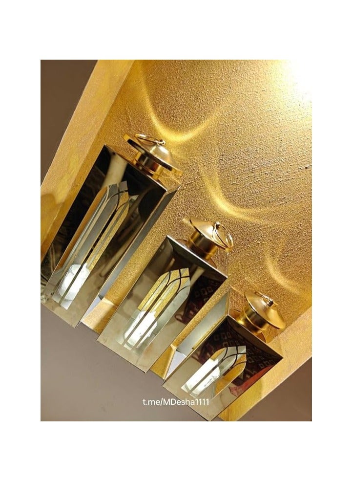 مجموعة من 3 فوانيس رمضان معدنية عتيقة - Image 3