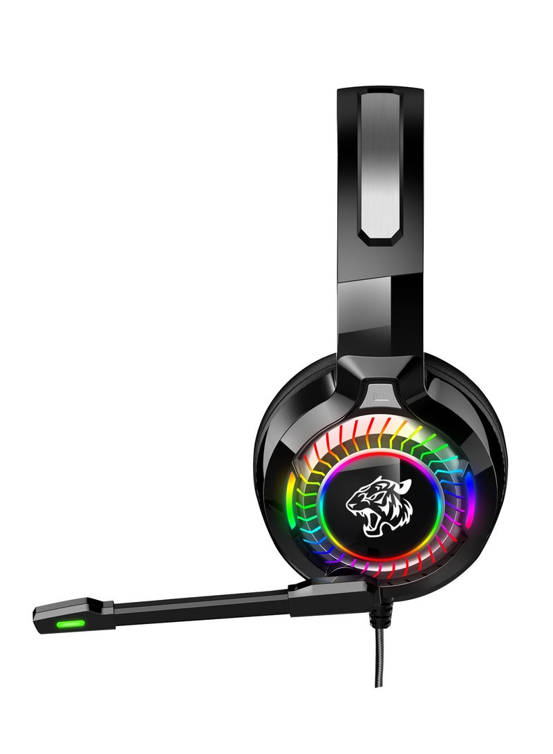 Datazone Wired Gaming Headset in Black Color with RGB Lighting, Noise Cancelling, and High-Precision Surround Sound – Compatible with PS5, PS4, PC, XBOX – High Quality and Designed for Gaming Enthusiasts - Image 2