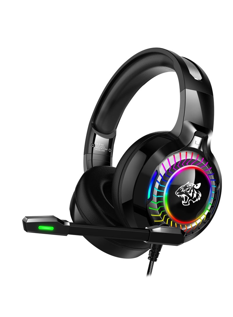 Datazone Wired Gaming Headset in Black Color with RGB Lighting, Noise Cancelling, and High-Precision Surround Sound – Compatible with PS5, PS4, PC, XBOX – High Quality and Designed for Gaming Enthusiasts - Image 1