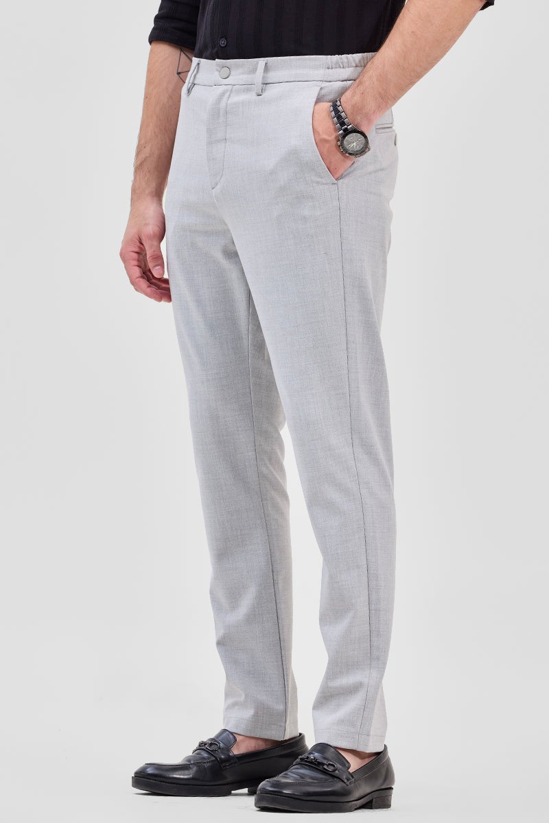 SNITCH Light Blue Self-Design Stretch Trousers - Image 1
