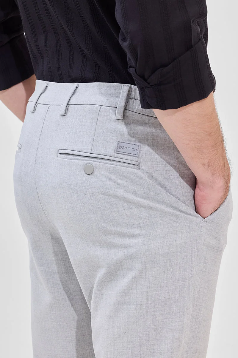 SNITCH Light Blue Light Blue Self-Design Stretch Trousers for Men | Best Price UAE